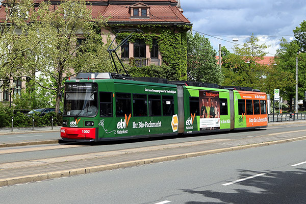 Werbung Straßenbahn ebl